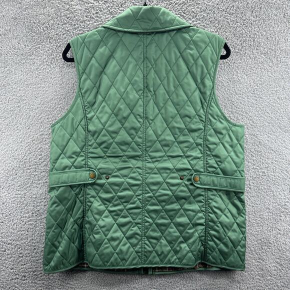 L.L. Bean Vest Womens Large Green Quilted Snap Button Plaid Lined NWOT Outdoor - Picture 5 of 10